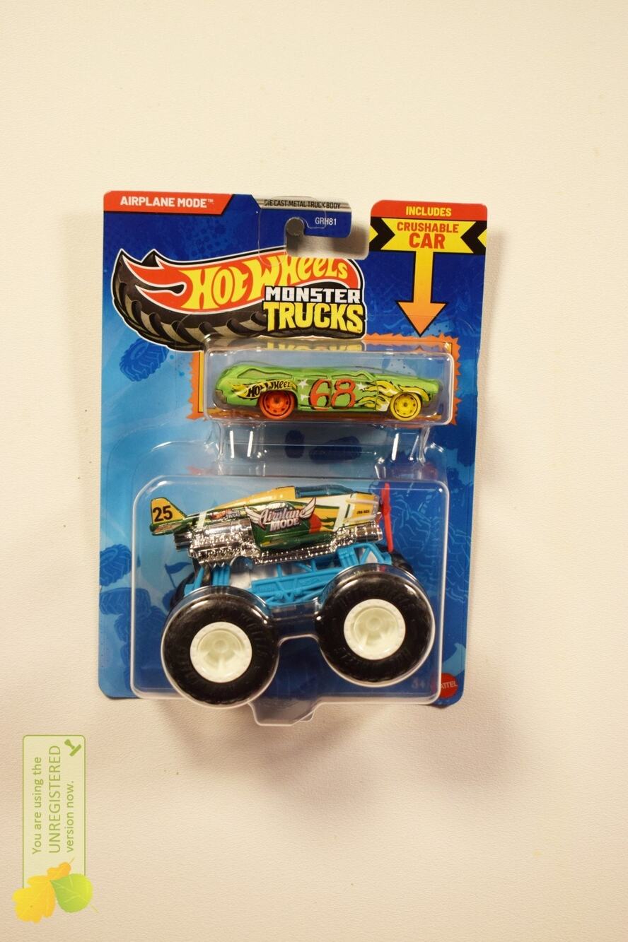 Hot Wheels Monster Truck Airplane Mode and Crushed Wagon Flat Iron 1/64 Scale--